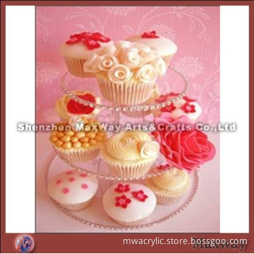 Samll Clear Round Promotional 3-tiered Acrylic Cupcake Display Stand Holder Rack